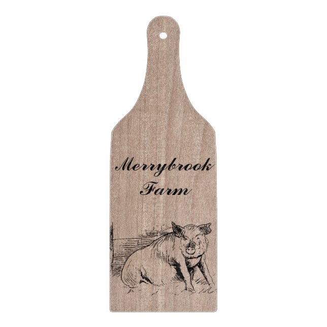 Personalised Decorative Faux Wood Farm Animal Pig Cutting Board (Front)