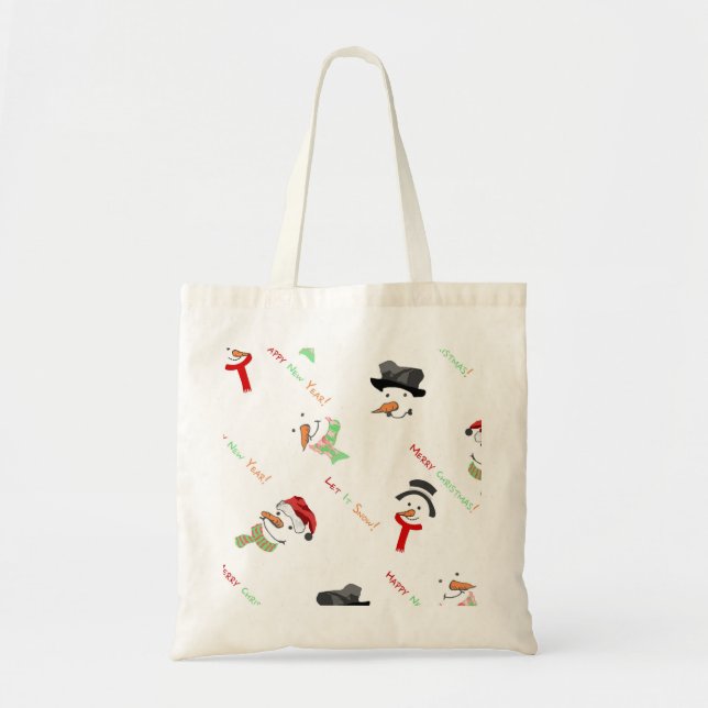 Personalised Decorative Funny Christmas Snowman Tote Bag (Front)