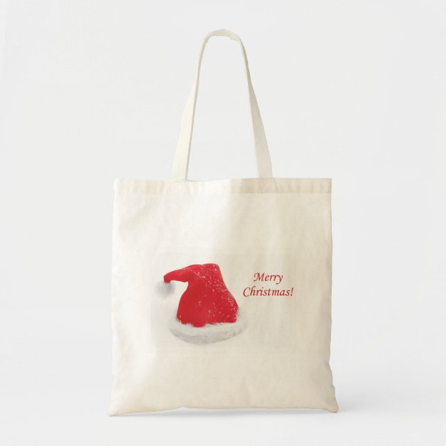 Personalised Decorative Merry Christmas Santa Hat Tote Bag (Front)