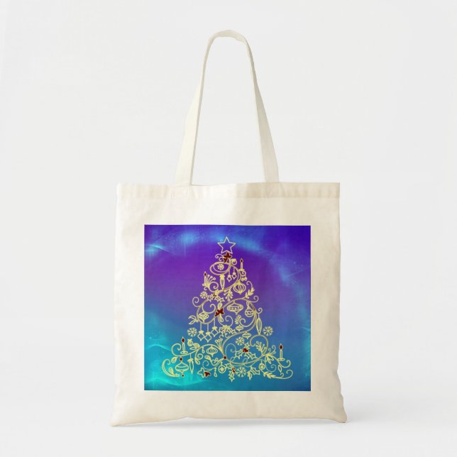 Personalised Decorative Merry Christmas Swirl Tote Bag (Front)