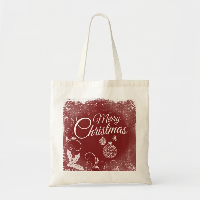 Personalised Decorative Merry Christmas Swirl Tote Bag (Front)
