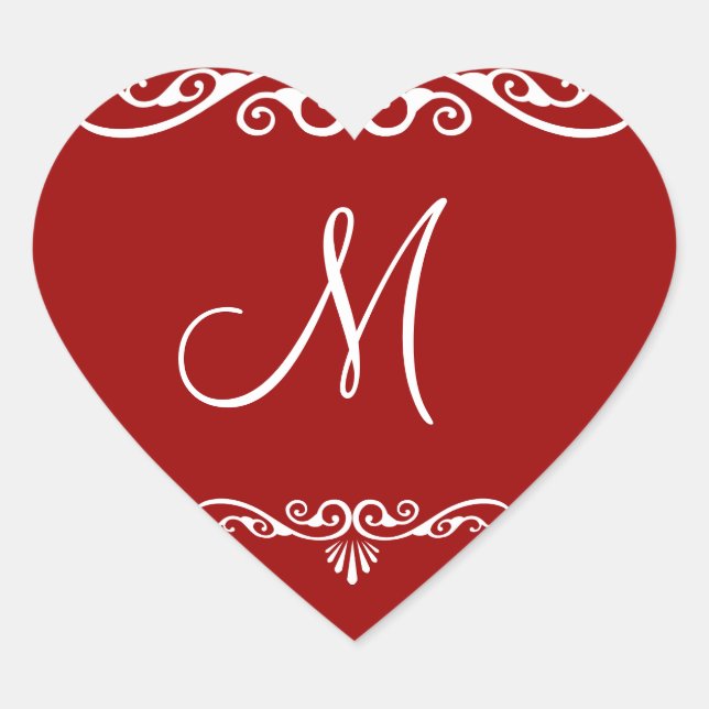 Personalised Decorative Monogram Heart Sticker (Front)