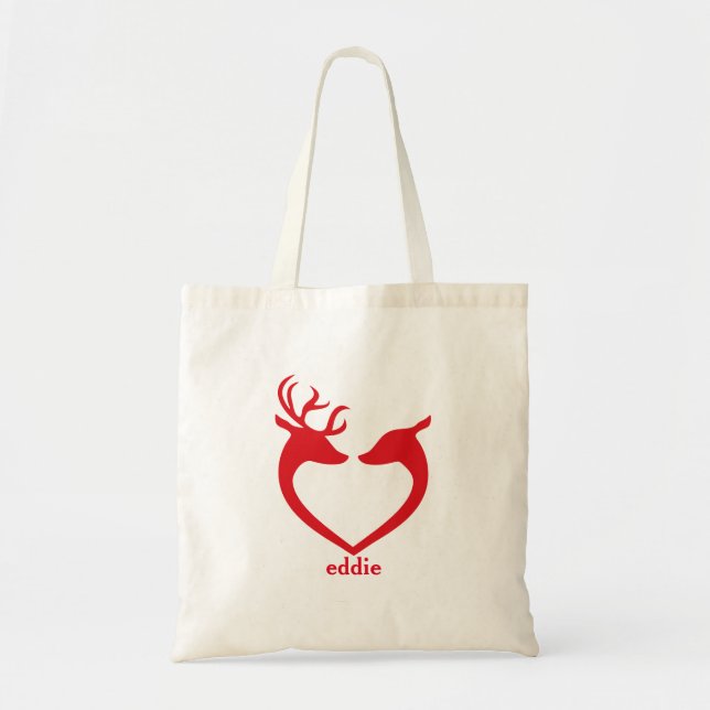 Personalised Decorative Reindeer Christmas Tote Bag (Front)