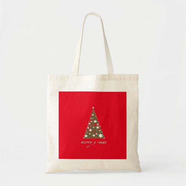 Personalised Decorative Santa Tree Christmas Gift Tote Bag (Front)