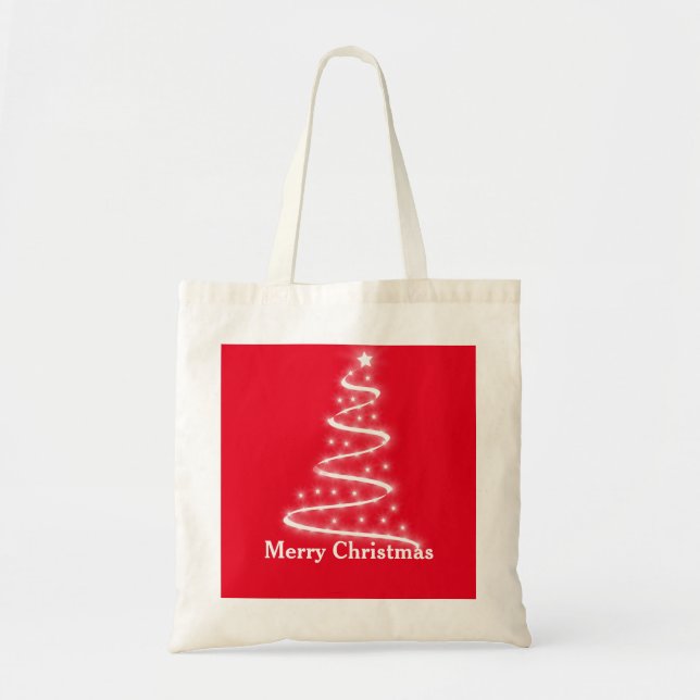 Personalised Decorative Santa Tree Christmas Gift Tote Bag (Front)