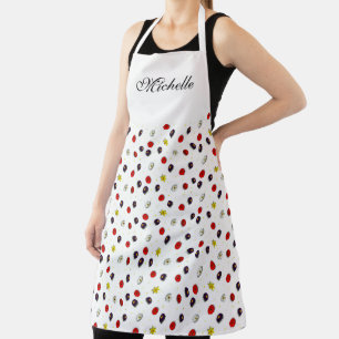 Personalised decorative spring flowers white apron