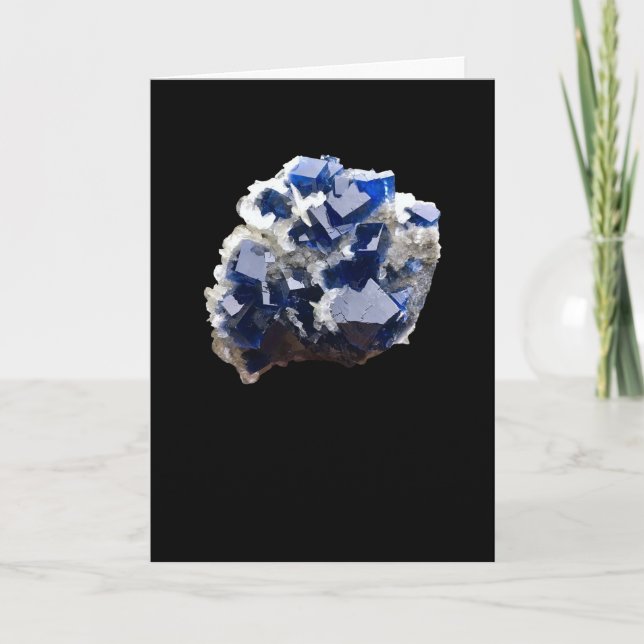 Personalised Deep Blue Fluorite & Calcite Crystal  Card (Front)