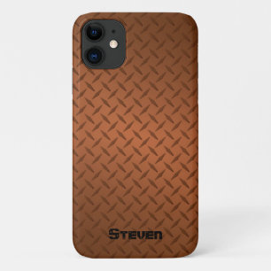 Personalised Deep Copper Diamond Plate iPhone 11 Case