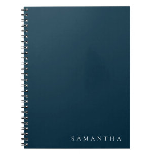Personalised Deep Moody Blue Teal Navy Minimal Notebook