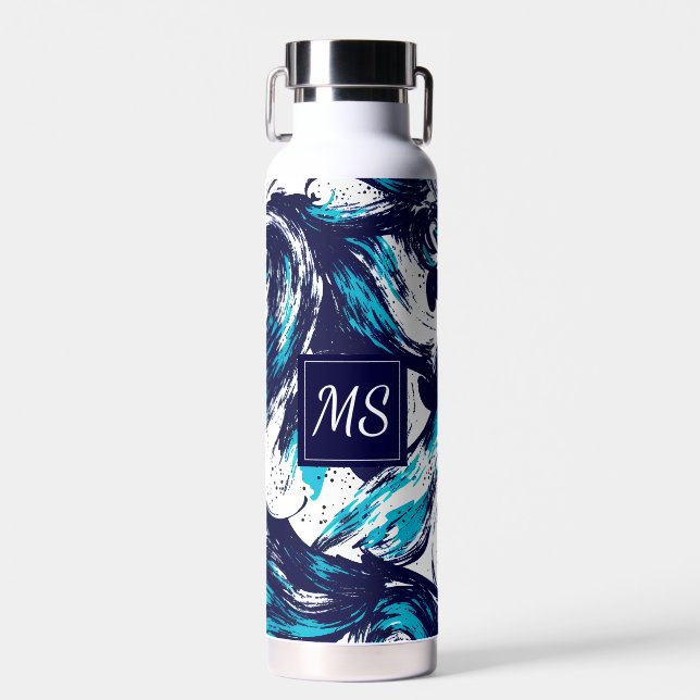 Personalised Deep Ocean Print Water Bottle (Front)