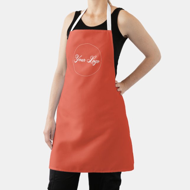 Personalised Deep Orange Company Logo Apron (Insitu)