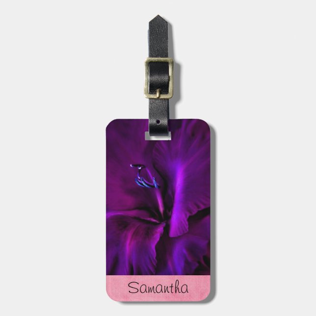 Personalised Deep Purple Iris Luggage Tag (Front Vertical)
