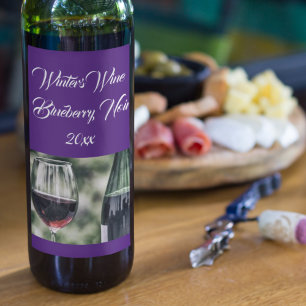 Personalised Deep Purple Wine Bottles Photo Label