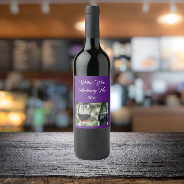 Personalised Deep Purple Wine Bottles | Photo Wine Label (Wine Label)