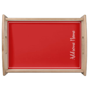 Personalised Deep Red Solid Colour  Serving Tray