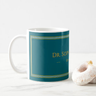 Personalised Deep Teal Gold Name Luxury Mug