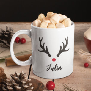 Personalised Deer Antlers Christmas  Coffee Mug