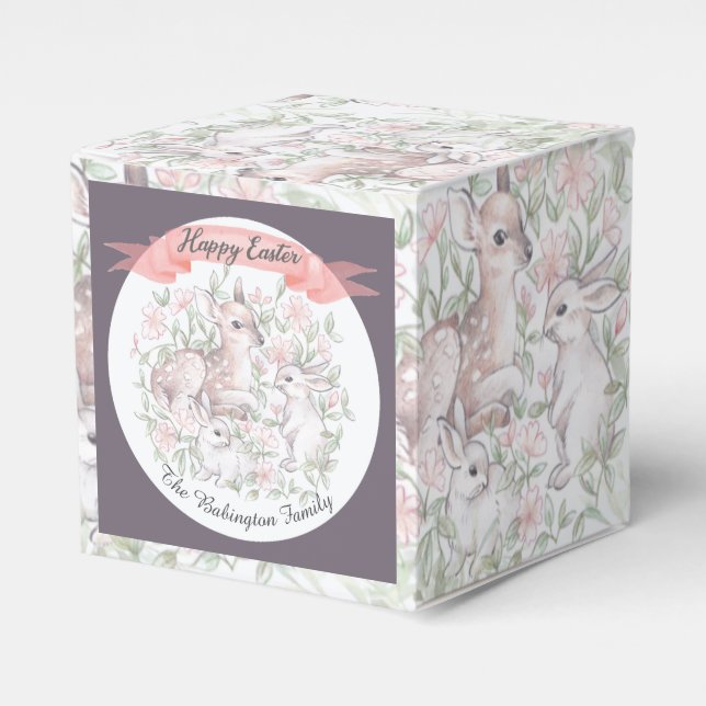 Personalised Deer Bunny Easter Favour Box (Front Side)