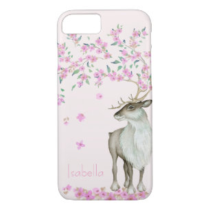Personalised Deer Cherry Blossom Spring Flower iPhone 8/7 Case