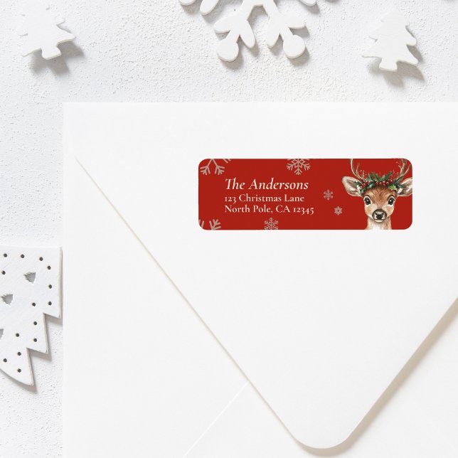 Personalised Deer Christmas Return Address Label (Personalized Deer Christmas Return Address Label)