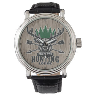 Personalised Deer Elk Hunter Bow Hunting Lodge Watch