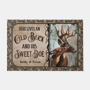 Personalised Deer Here Lives Old Buck Sweet Doe  Doormat