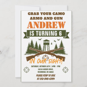 Personalised Deer Hunting Birthday Invitation