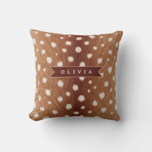 Personalised Deer Print Neutral Aesthetic Gifts Cushion