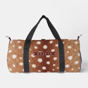 Personalised Deer Print Neutral Aesthetic Gifts Duffle Bag