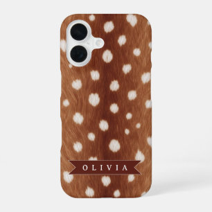 Personalised Deer Print Neutral Aesthetic Gifts iPhone 16 Case