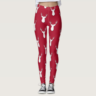 Personalised Deer Trophy Pattern Festive Leggings