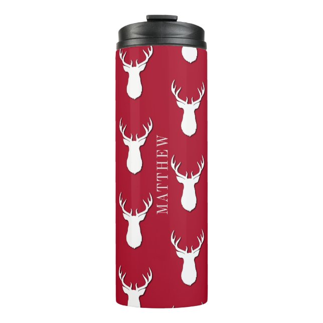 Personalised Deer Trophy Pattern Festive Thermal Tumbler (Front)