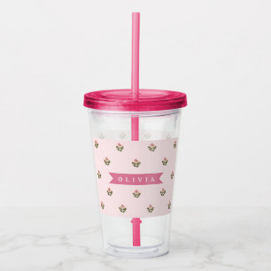 Personalised Delicate Botanical Floral Romantic Acrylic Tumbler