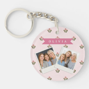 Personalised Delicate Botanical Floral Romantic Key Ring