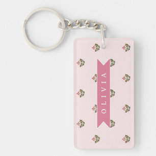 Personalised Delicate Botanical Floral Romantic Key Ring