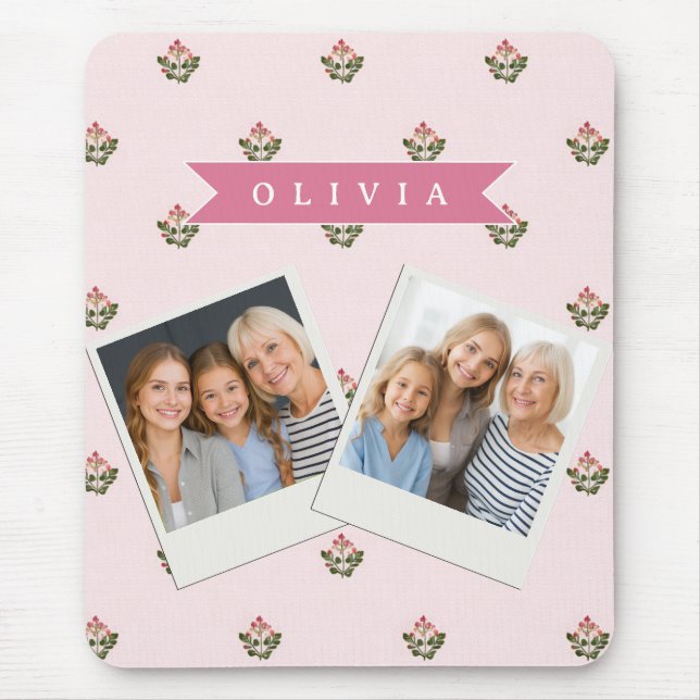 Personalised Delicate Botanical Floral Romantic Mouse Mat (Front)