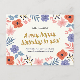 Personalised - Delicate Floral Birthday Postcard