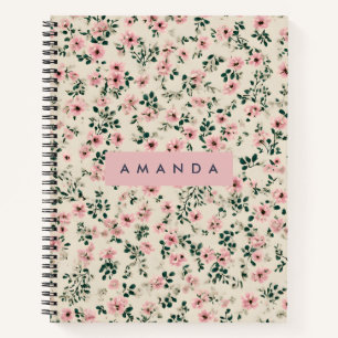 Personalised Delicate Pink Blossom Floral Notebook