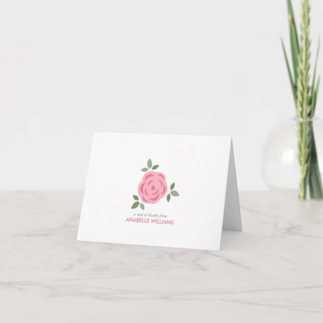 Personalised Delicate Pink Flower Thank You Card (Front)