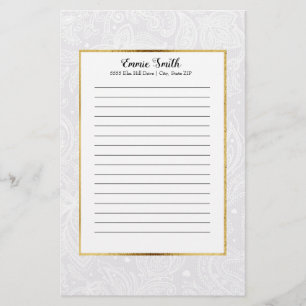 Personalised Delicate White Paisley Lace Stationery