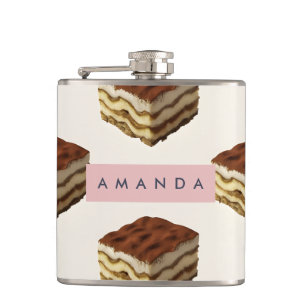 Personalised Delicious Tiramisu Dessert Pattern Hip Flask