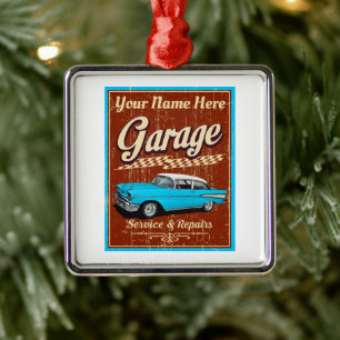 Personalised Deluxe Car Garage Metal Tree Decoration