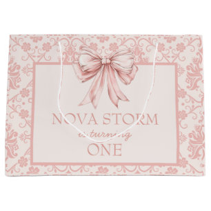 Personalised Demask Blush Pink Coquette Milestone Large Gift Bag