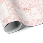 Personalised Demask Blush Pink Coquette Milestone Wrapping Paper<br><div class="desc">Introducing our "Personalised Demask Blush Pink Coquette Milestone Wrapping Paper, " the perfect blend of elegance and charm for any special occasion. This wrapping paper features a blush pink background adorned with delicate minimalist watercolor ribbons, embodying a sophisticated, grandma chic aesthetic. Ideal for celebrating a little princess's birthday or any...</div>