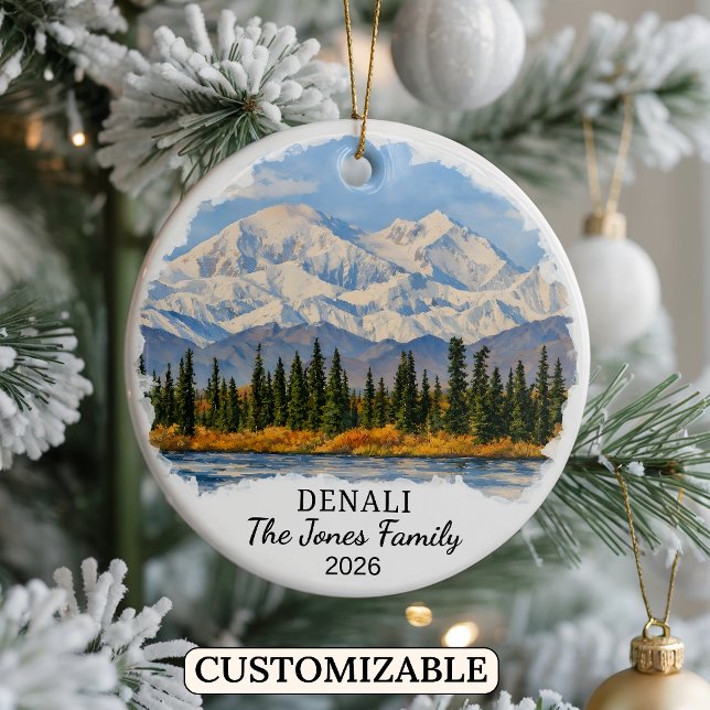Personalised Denali National Park, Custom Alaska Ceramic Tree Decoration (Creator Uploaded)