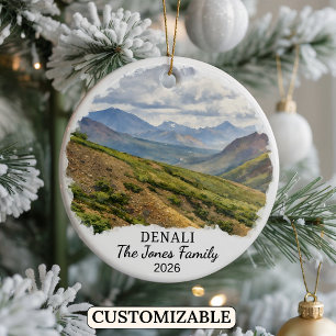 Personalised Denali National Park, Custom Alaska Ceramic Tree Decoration