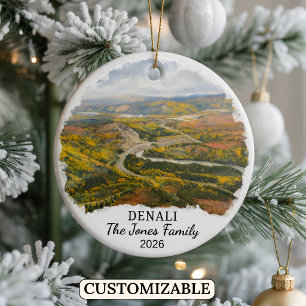 Personalised Denali National Park, Custom Alaska Ceramic Tree Decoration