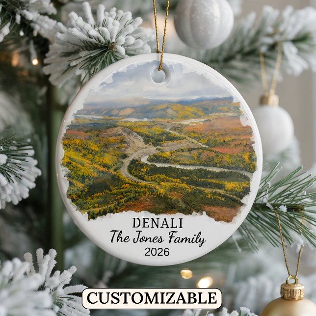 Personalised Denali National Park, Custom Alaska Ceramic Tree Decoration (Creator Uploaded)