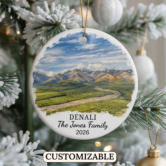 Personalised Denali National Park, Custom Alaska Ceramic Tree Decoration (Creator Uploaded)
