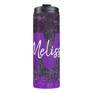 Personalised Denim and glitter Thermal Tumbler